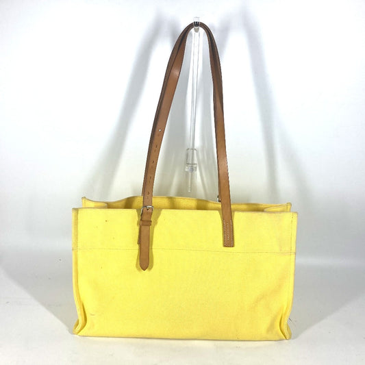 HERMES Shoulder Bag Leather / canvas yellow Etrivière Elan
