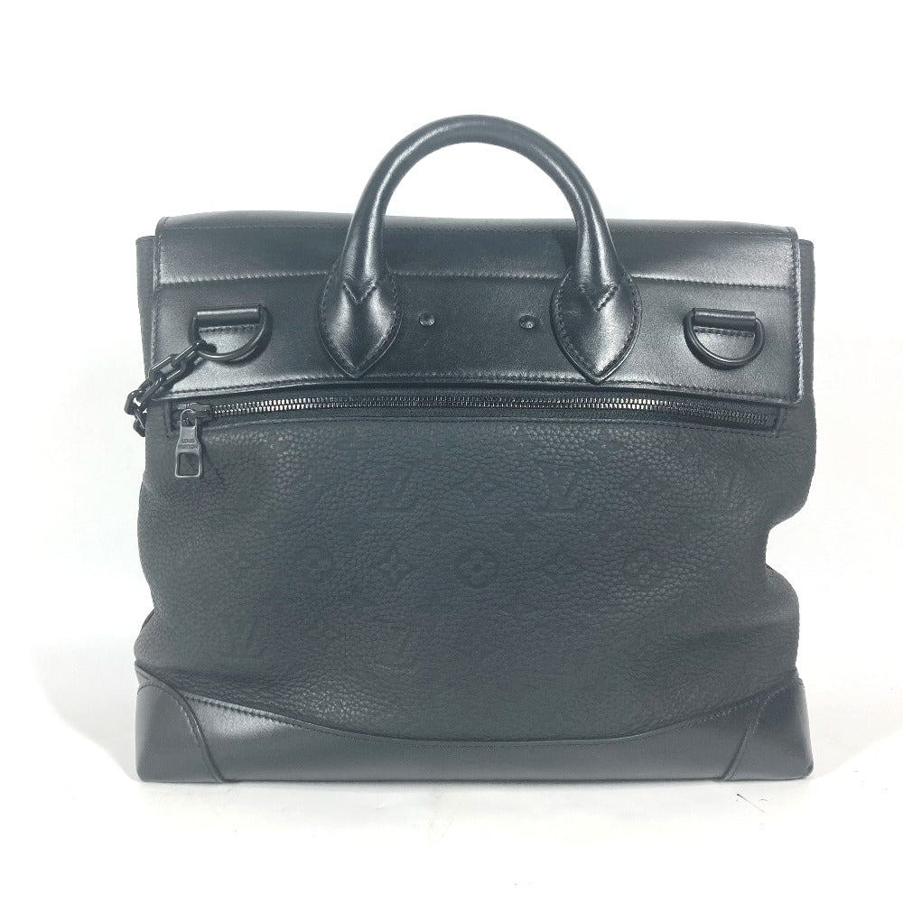 LOUIS VUITTON Shoulder Bag M55701 Taurillon Clemence Leather black Monogram Steamer PM mens