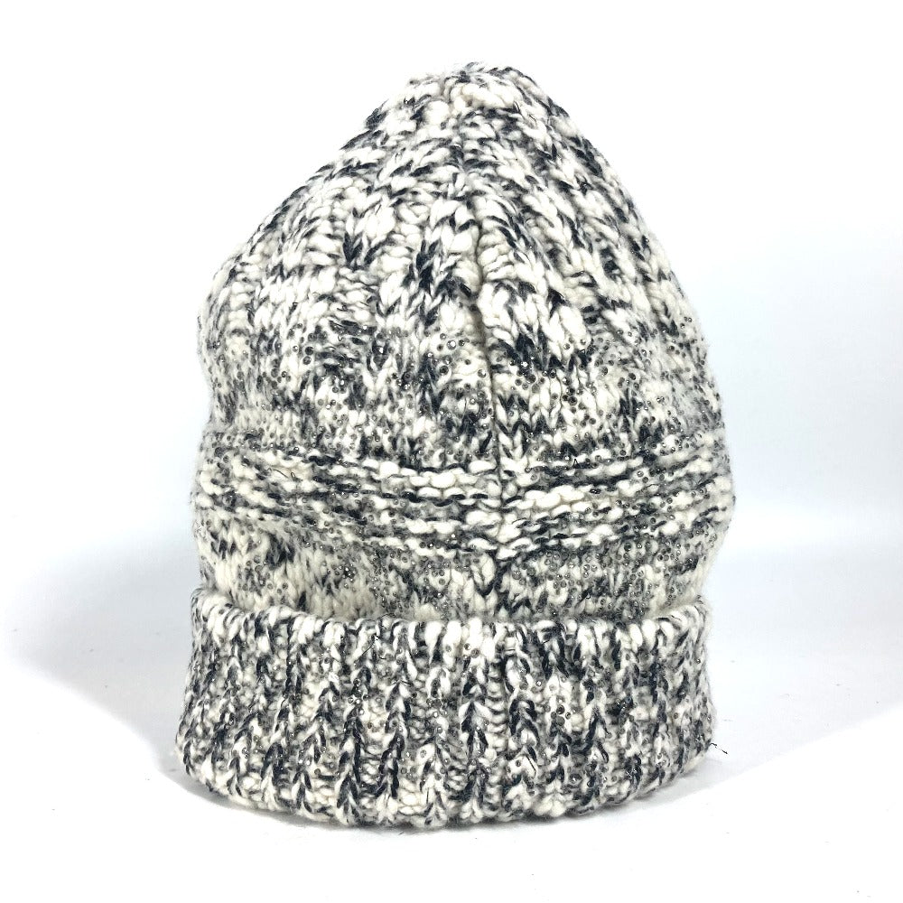 CHANEL Knit hat Wool / cashmere black Rhinestone Women