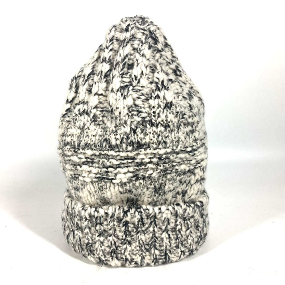 CHANEL Knit hat Wool / cashmere black Rhinestone Women