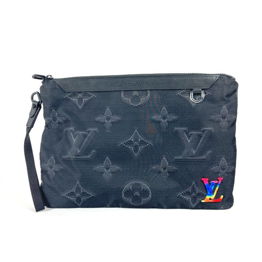 LOUIS VUITTON Clutch bag M80142 Nylon black Monogram Reversible A4 Pochette unisex(Unisex)