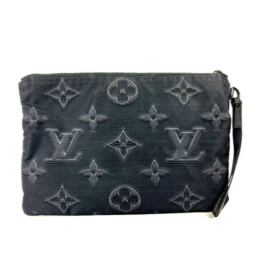 LOUIS VUITTON Clutch bag M80142 Nylon black Monogram Reversible A4 Pochette