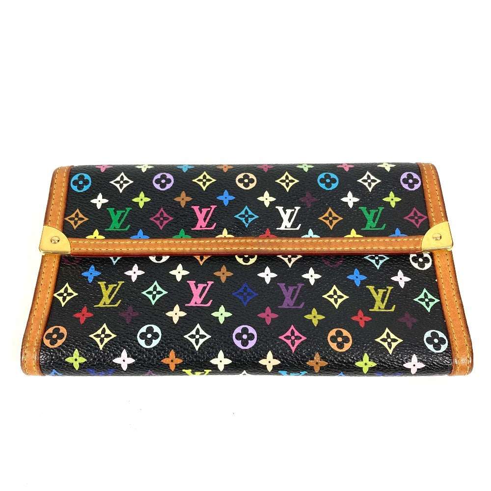LOUIS VUITTON Long Wallet Purse M92658 Monogram multicolor canvas black Monogram multicolor Porte Tresor International unisex(Unisex)