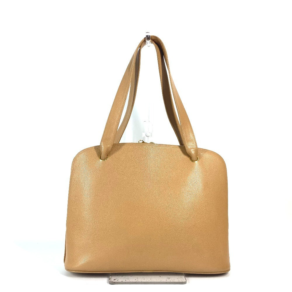 CHANEL Shoulder Bag Caviar skin beige vintage CC COCO Mark Women