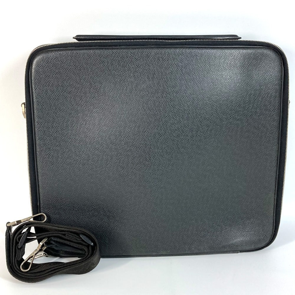LOUIS VUITTON Handbag M30832 Taiga Leather black Taiga Porto Ordinatur Odessa Computer Case Women