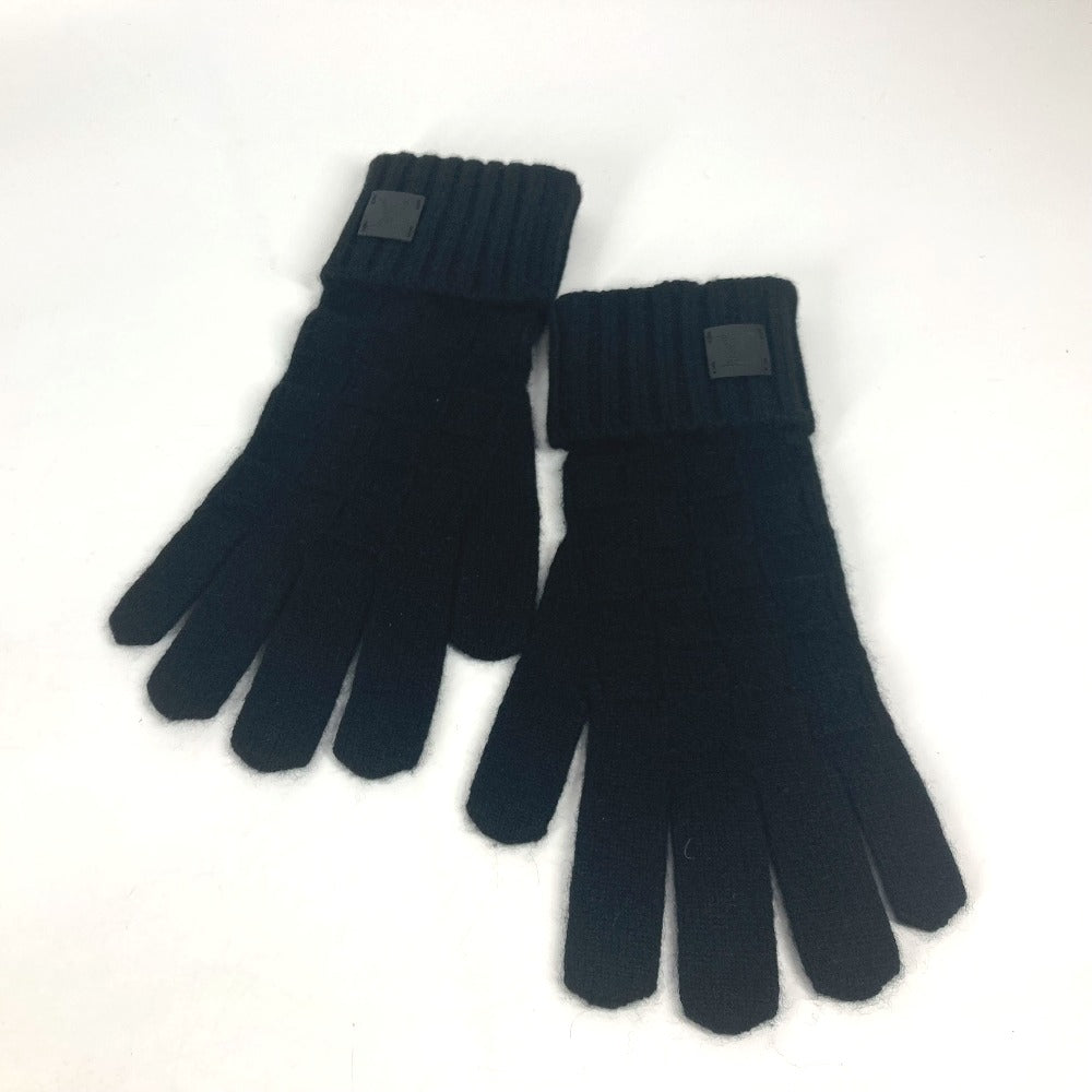 LOUIS VUITTON gloves M72682 cashmere black Leather Patch Leather Tag Gon Helsinki Damier