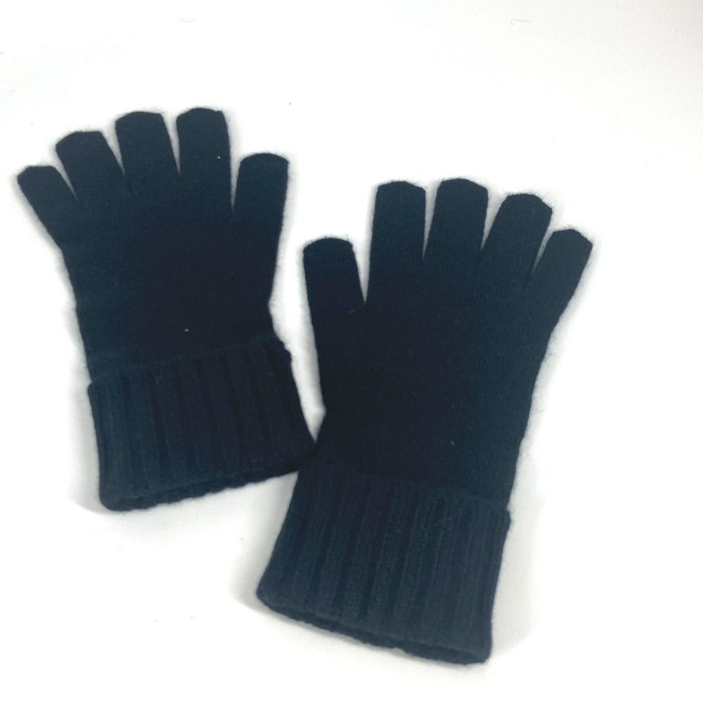 LOUIS VUITTON gloves M72682 cashmere black Leather Patch Leather Tag Gon Helsinki Damier