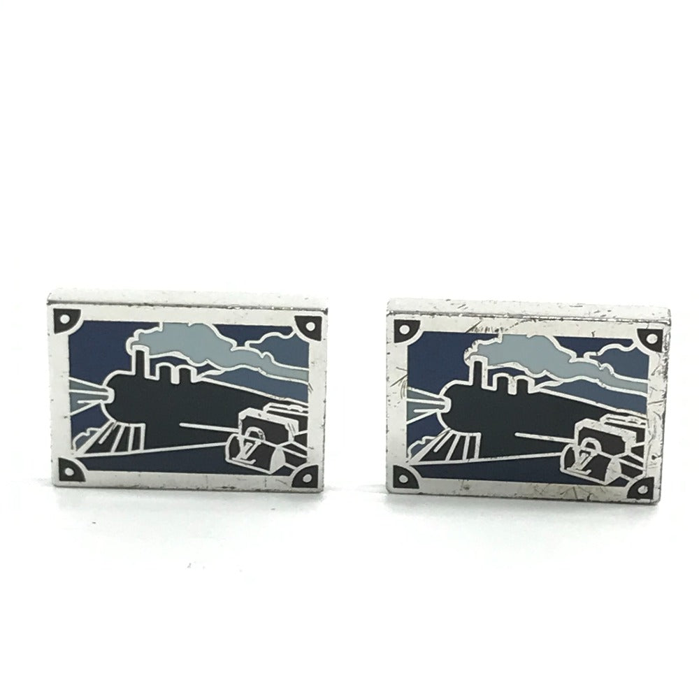 LOUIS VUITTON cuffs AG925 blue Train Pattern Bouton de Manchette Cufflinks