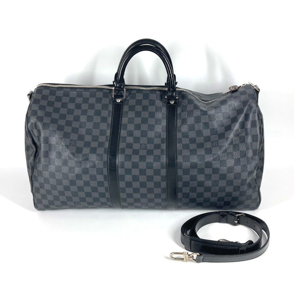 LOUIS VUITTON Boston Duffel bag N41413 Damier Grafitto Canvas black Damier Grafitte Keepall bandouliere55