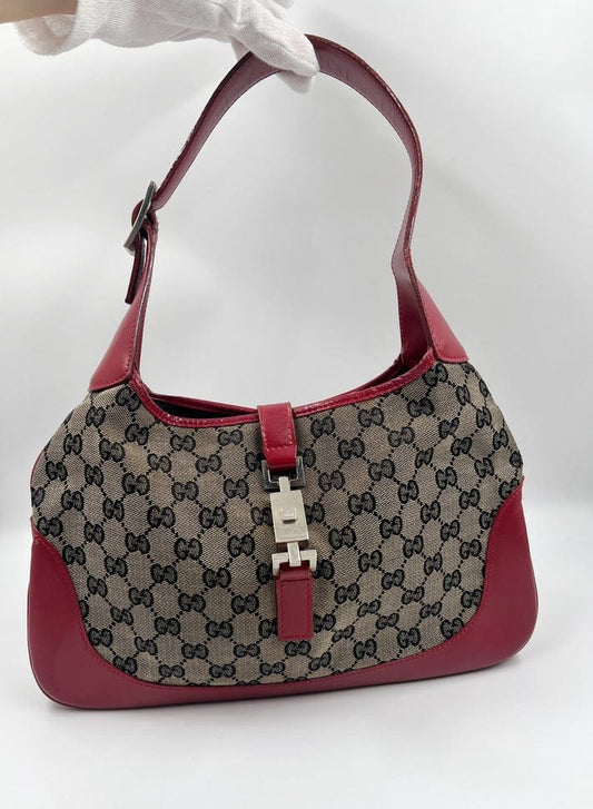 Gucci Jackie Leather Canvas Shoulder Bag Style 6