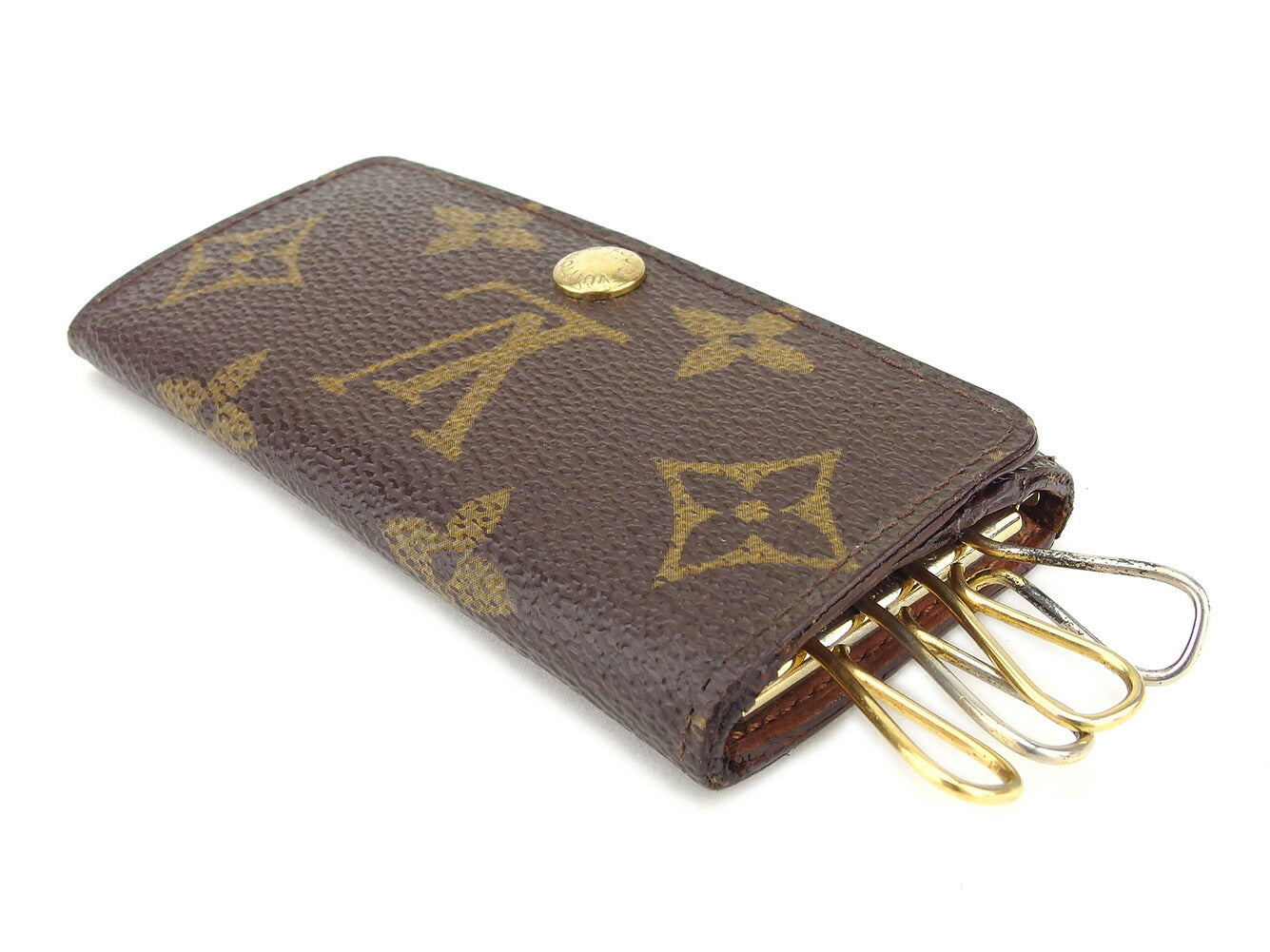 LOUIS VUITTON Key case Key holder M62631 Brown beige gold Multicles4