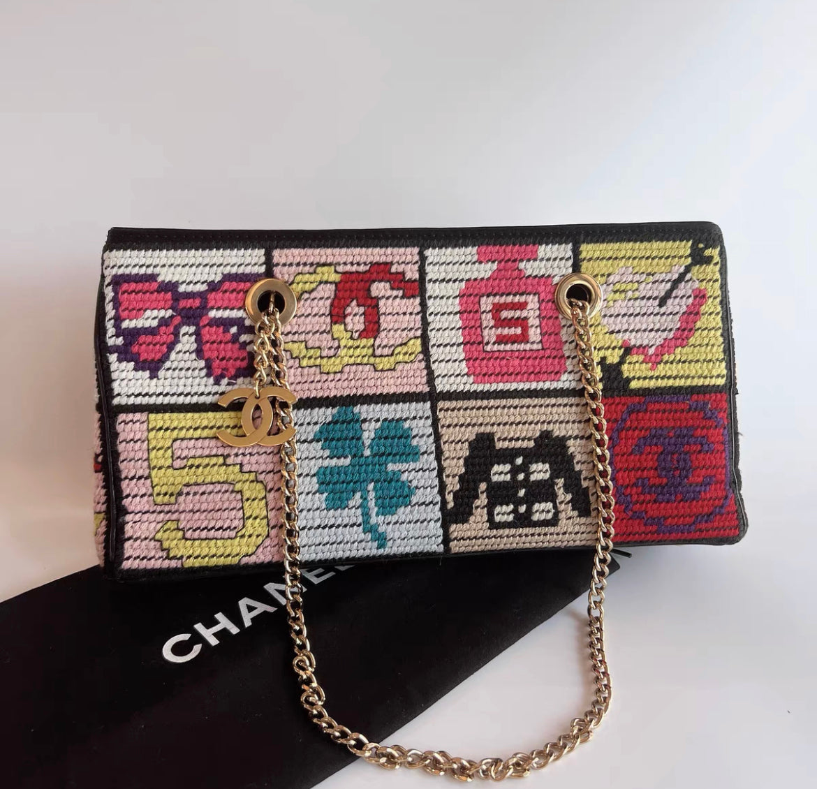 Chanel  Cross stitch shoulder bag
