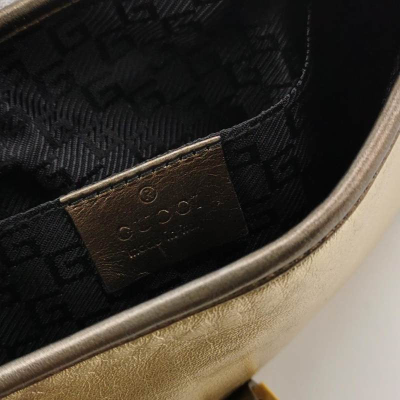 Gucci Jackie Vintage Mini Gold Lambskin Leather Brown Calfskin Leather