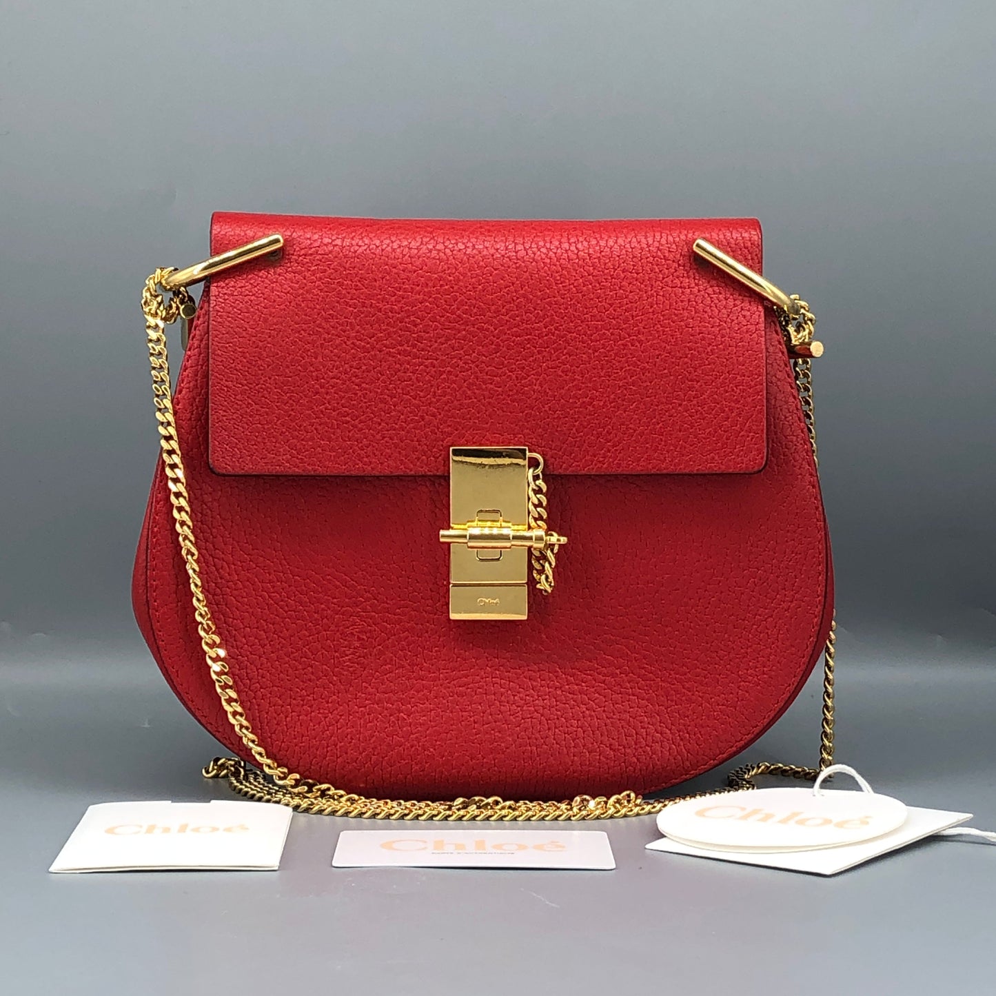 Chloe Drew Medium Leather Crossbody Bag Red