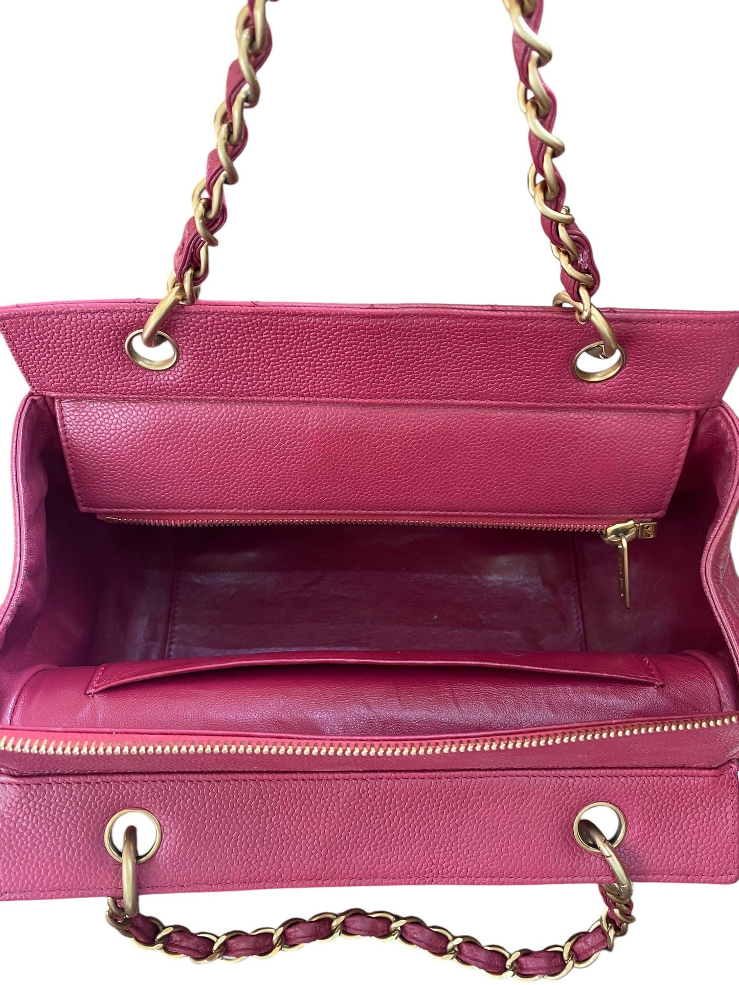 Chanel PPT Pink Raspberry Quilted Caviar Leather Petite Timeless Shopping Tote Bag