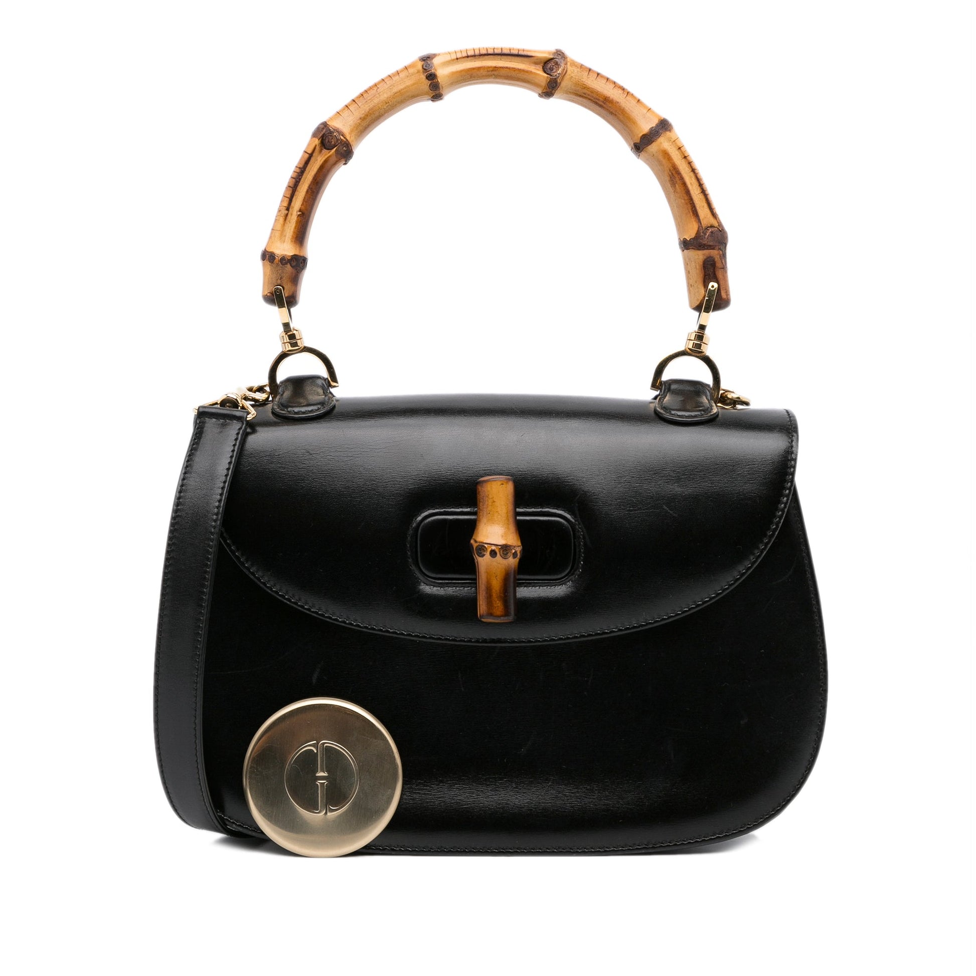 Gucci Bamboo Black Leather Shoulder Bag Style 4