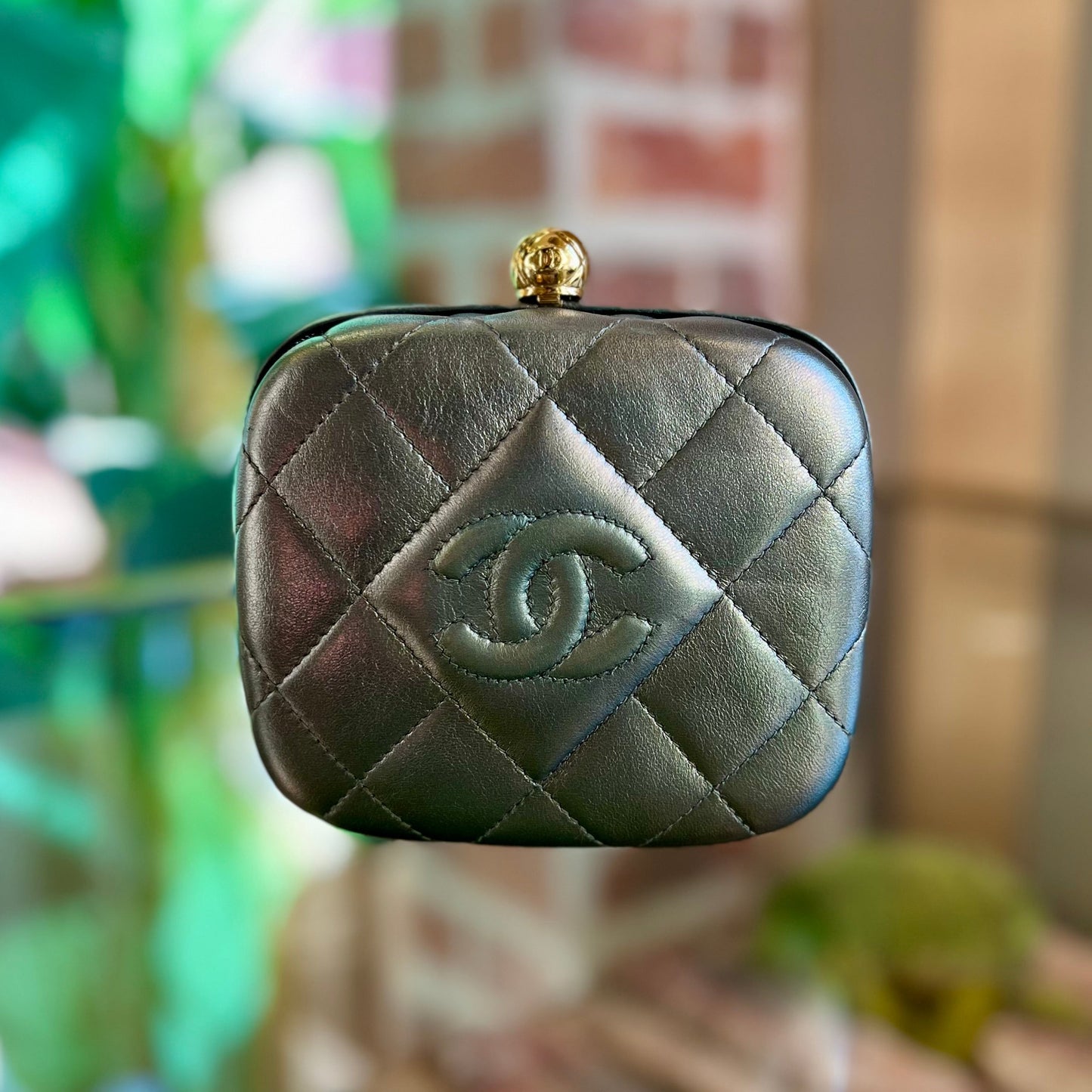CHANEL Metallic Gray Lambskin Timeless Clutch and Shoulder Bag