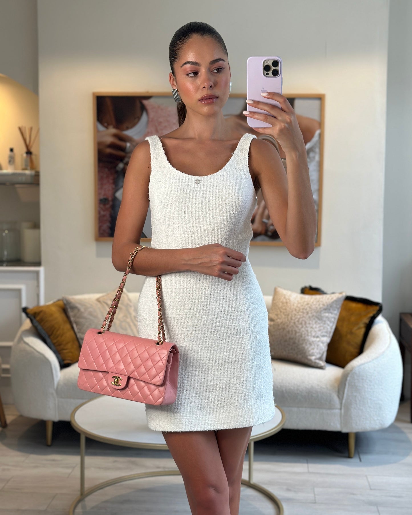 Chanel Baby Pink   Medium Classic Double Flap Bag Lambskin Leather 24K Gold Hardware
