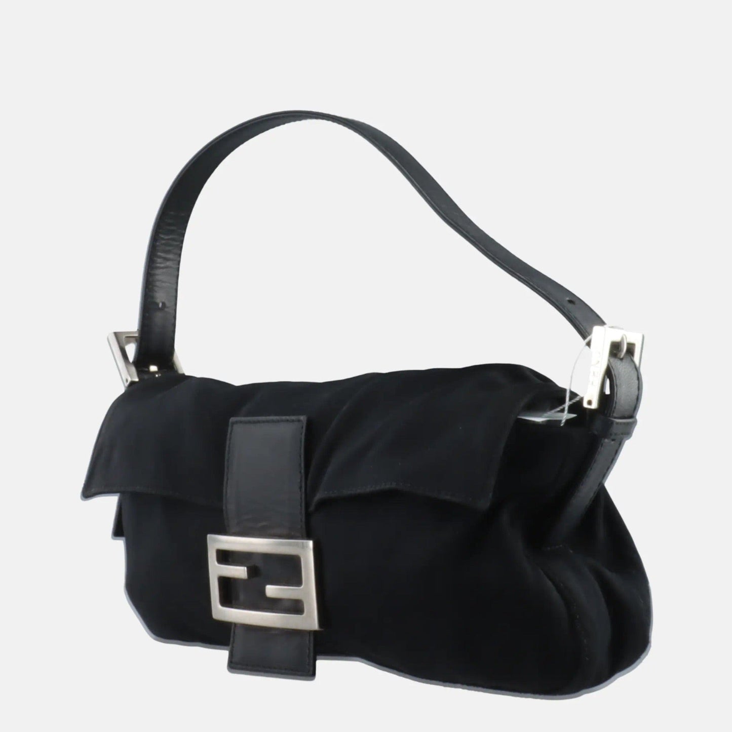 FENDI Baguette Vintage Black Cloth Silver Hardware