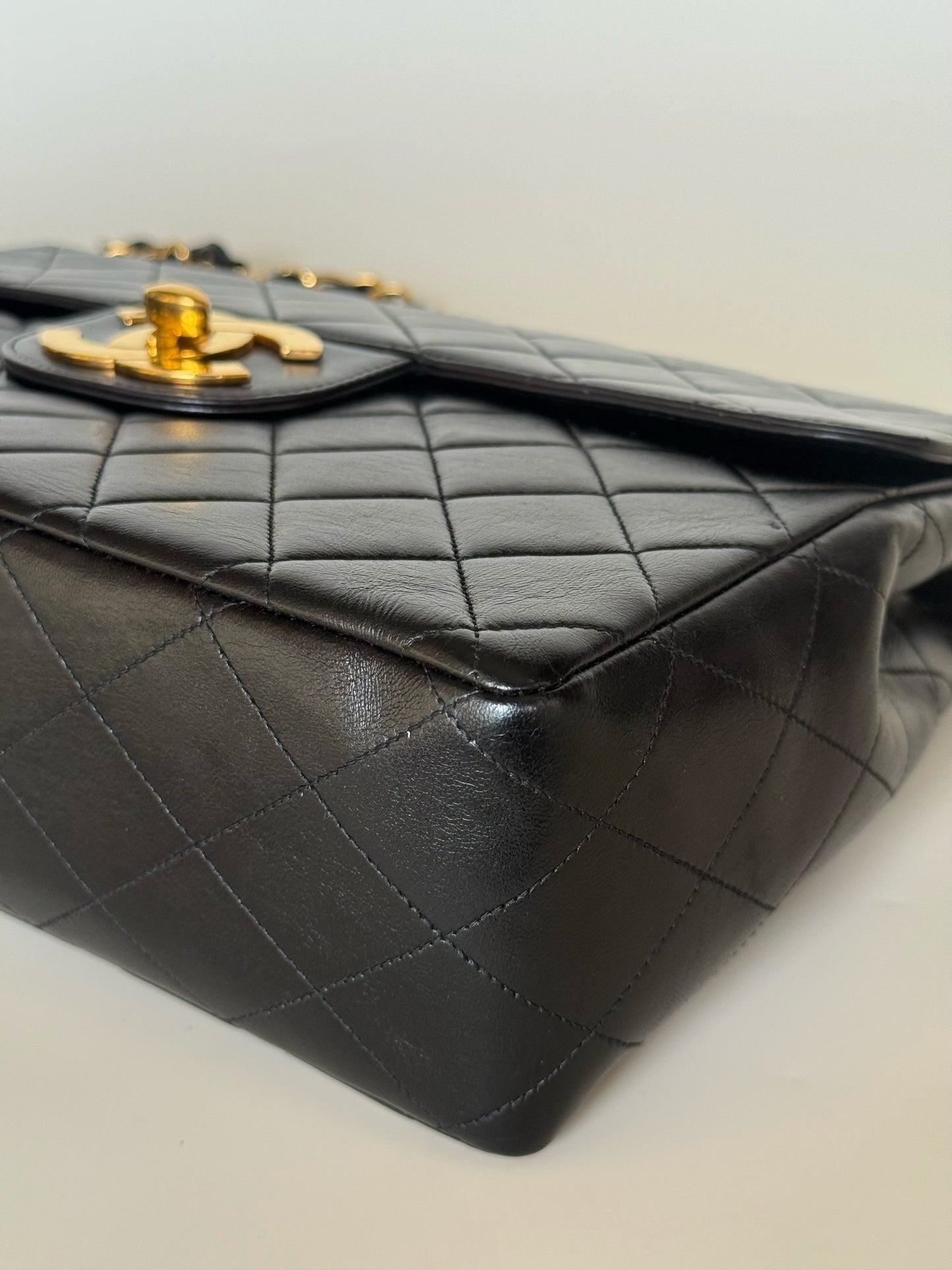 Chanel  Quilted Lambskin Classic Single Flap Bag Jumbo Black