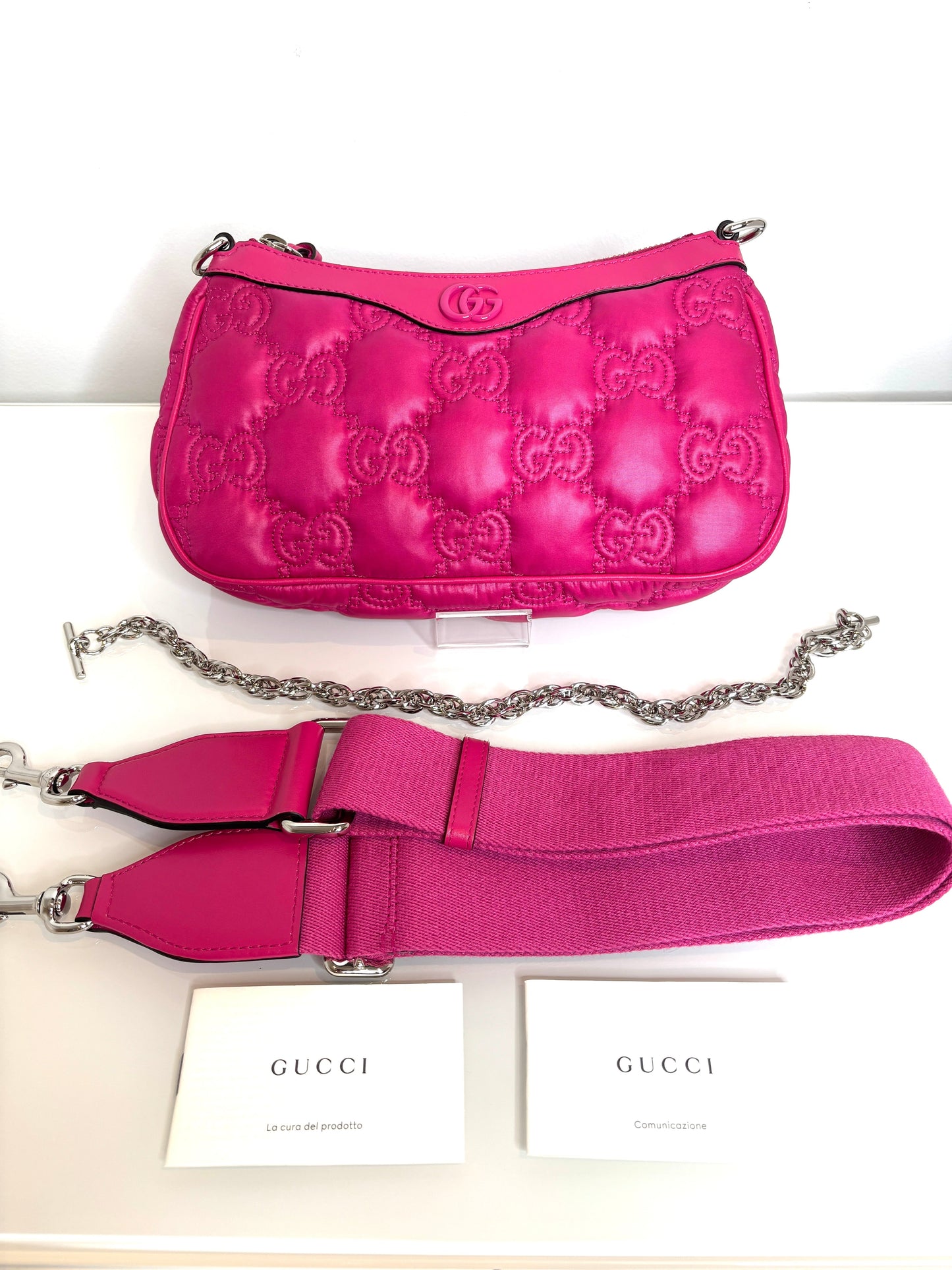 Gucci Nylon Quilted Chain Crossbody