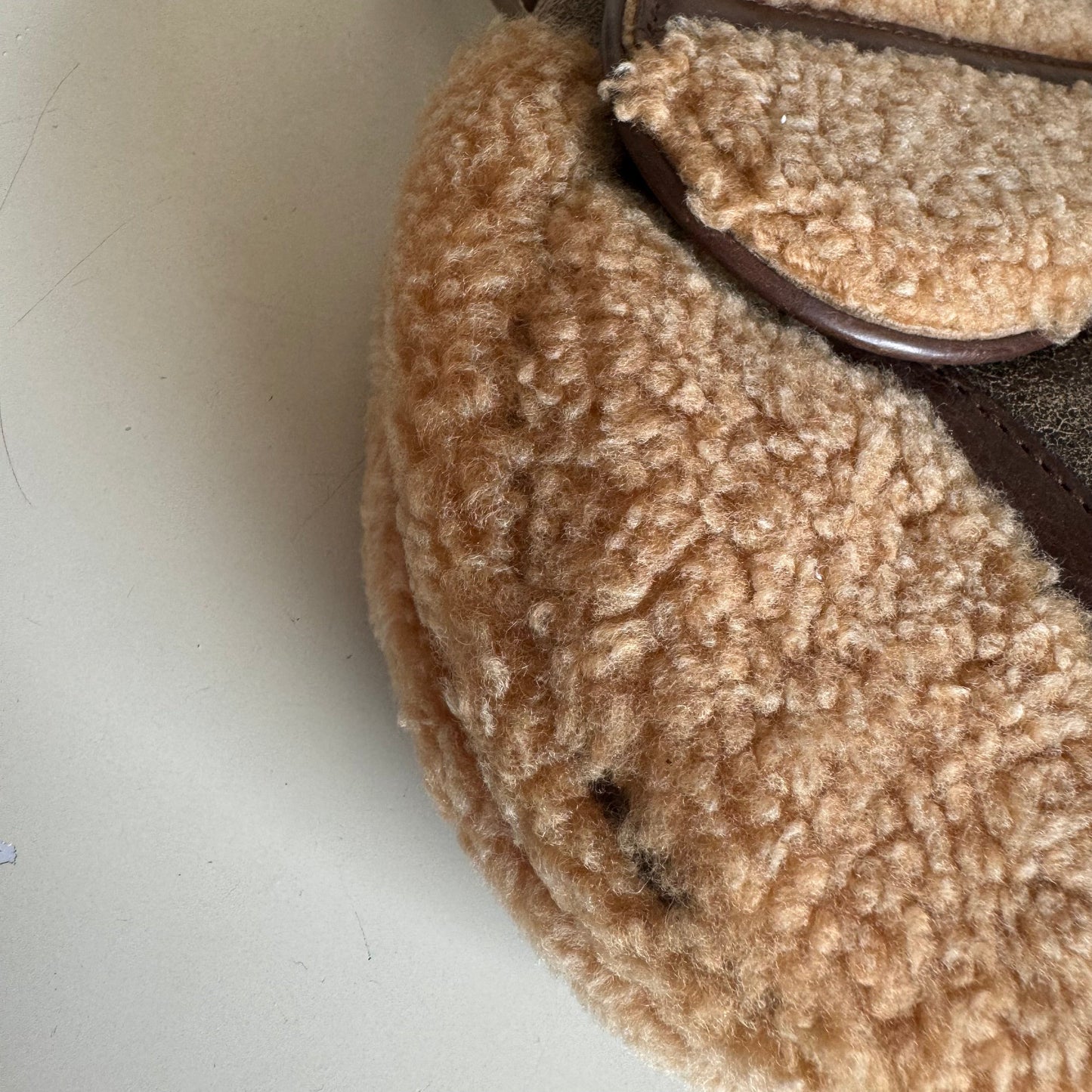 Dior Saddle Vintage Shoulder Bag Shearling Brown and While