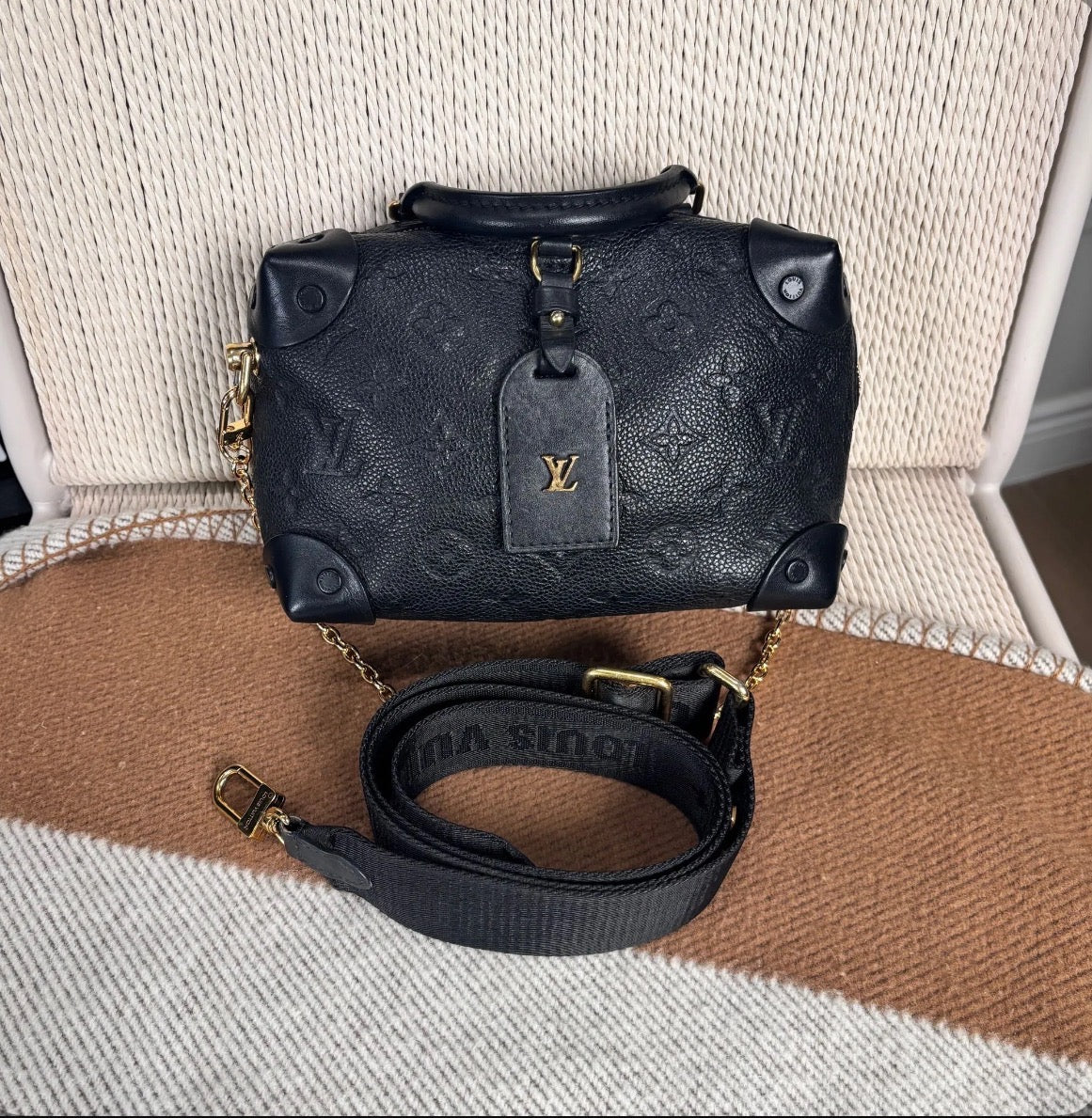 Louis Vuitton Petite Malle Souple Handbag Monogram Empreinte Leather