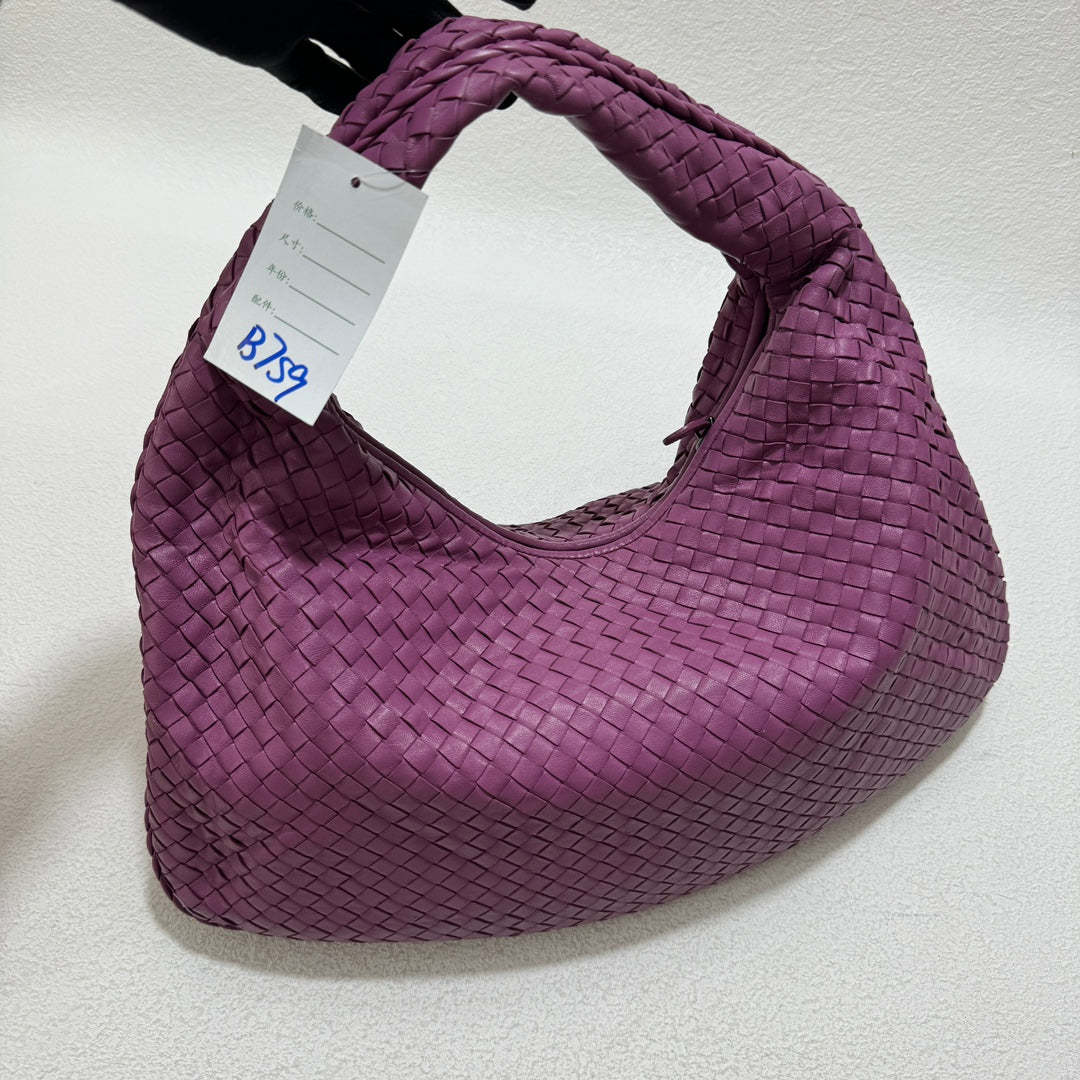 Bottega Veneta Hobo Bag Lambskin leather Dark Lilac Lavender Purple New Design Handle Medium 47cm