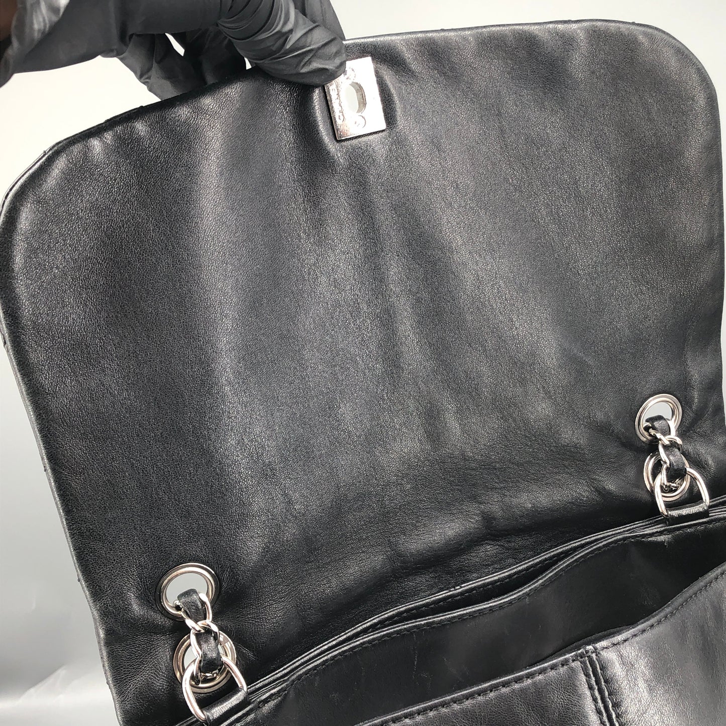 Chanel Lambskin Quilted Large Trianon Messenger Flap Black