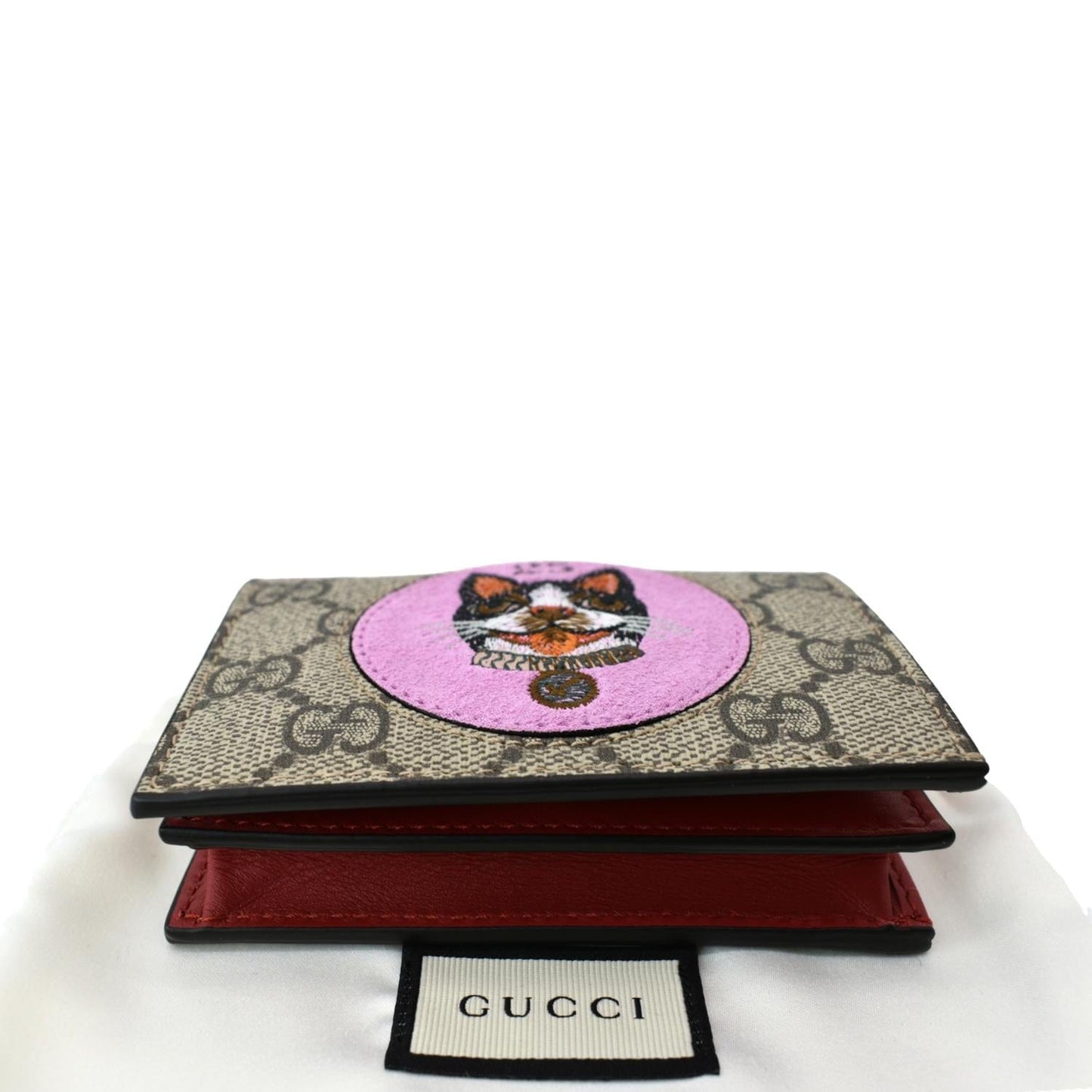 GUCCI Bosco Patch GG Supreme Canvas Card Case Wallet Beige 506277