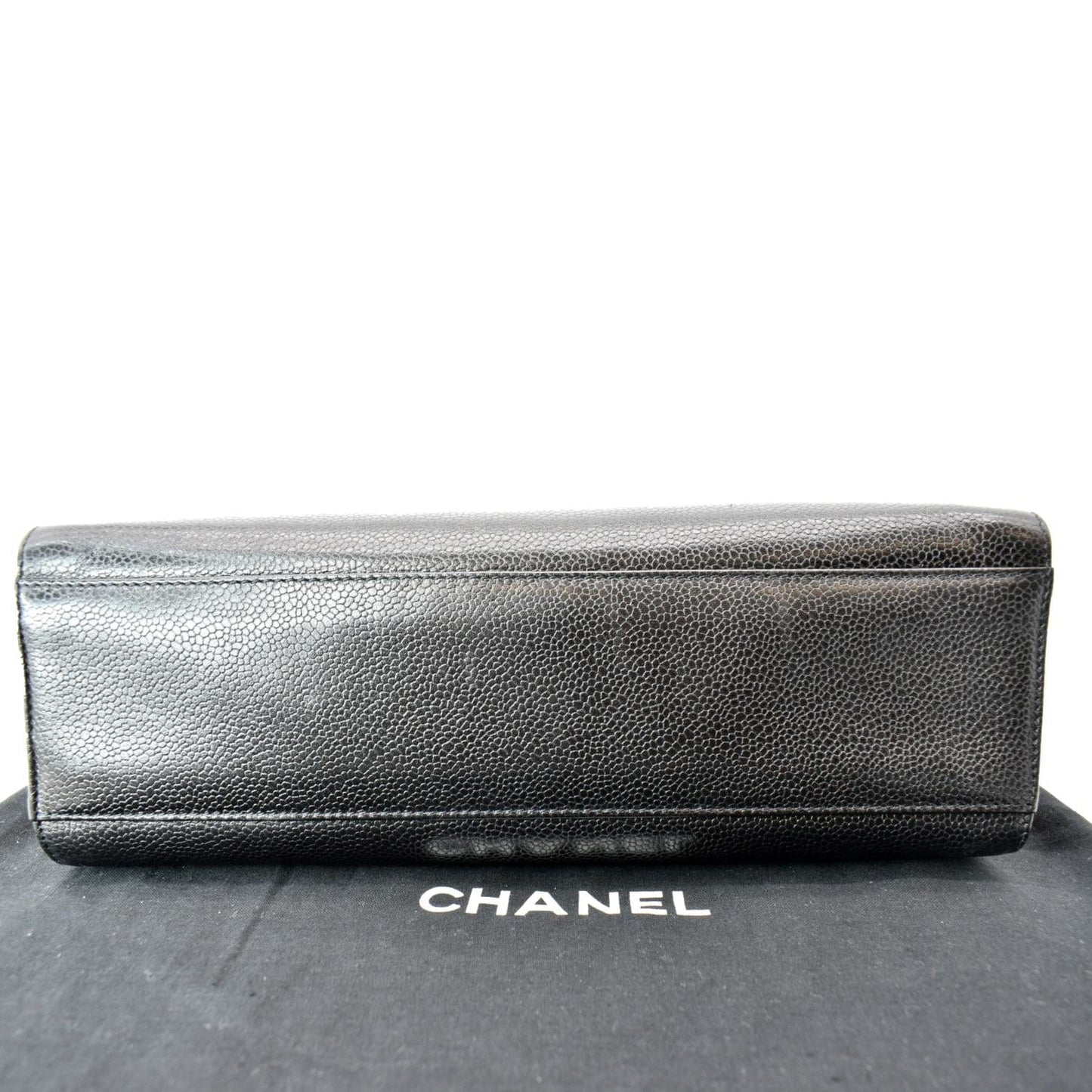 CHANEL  CC Chain Caviar Leather Shopping Tote Bag Black