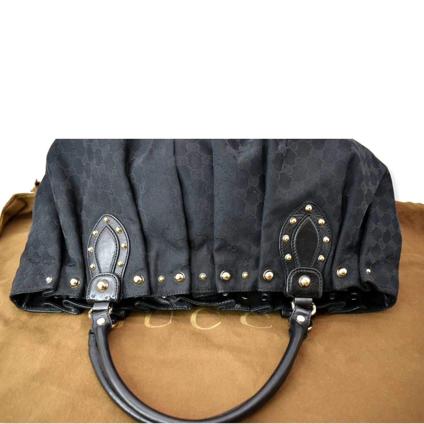 GUCCI Studded Pelham Large GG Canvas Tote Black 203626