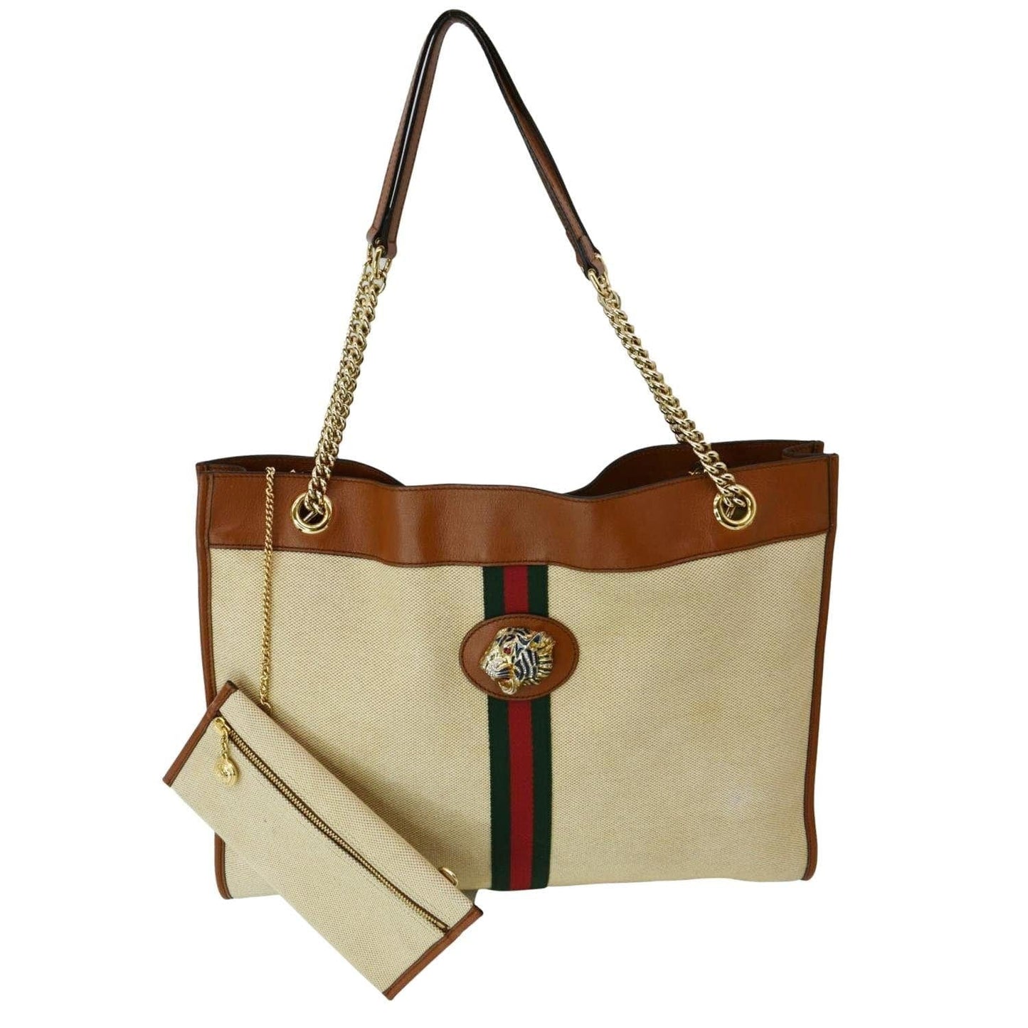 GUCCI Rajah Large Leather Tote Shoulder Bag Sand 537219
