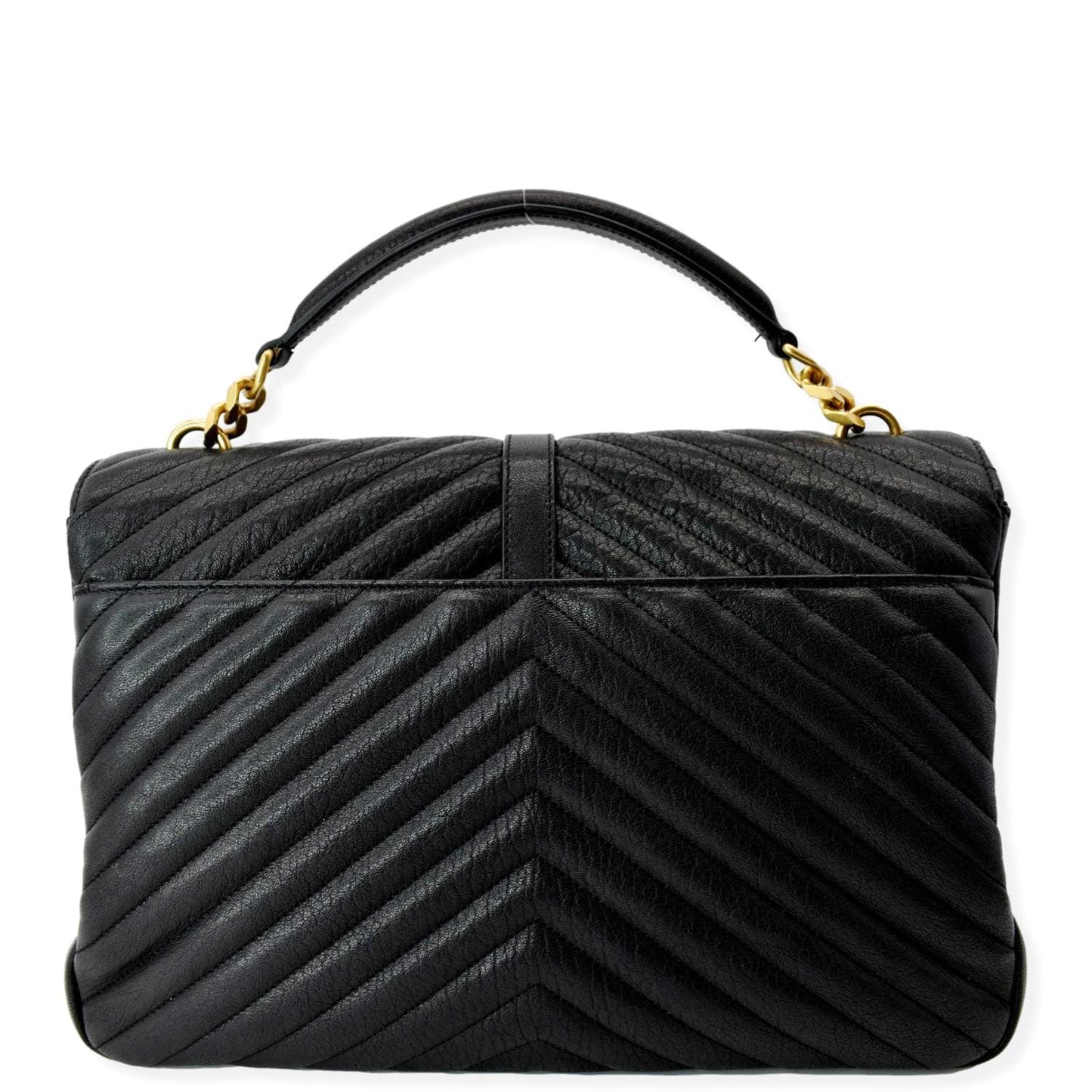YVES SAINT LAURENT College Large Flap Matelassé Leather Shoulder Bag Black