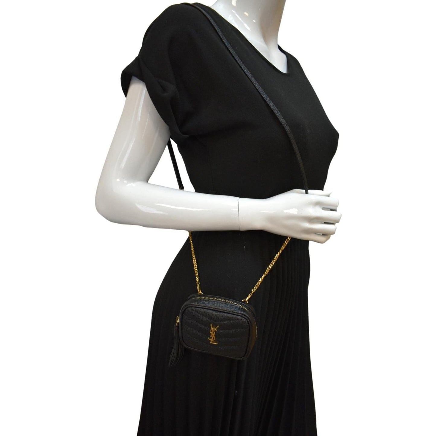 YVES SAINT LAURENT Lou Leather Crossbody Bag Black