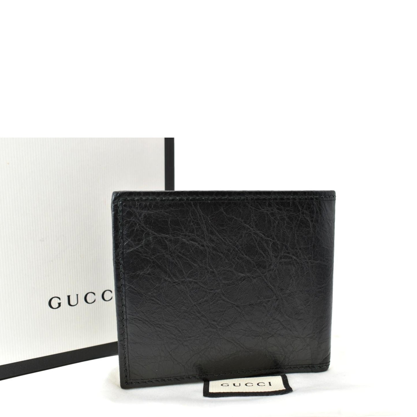 GUCCI Interlocking G Bi-Fold Calfskin Leather Wallet Black 575985