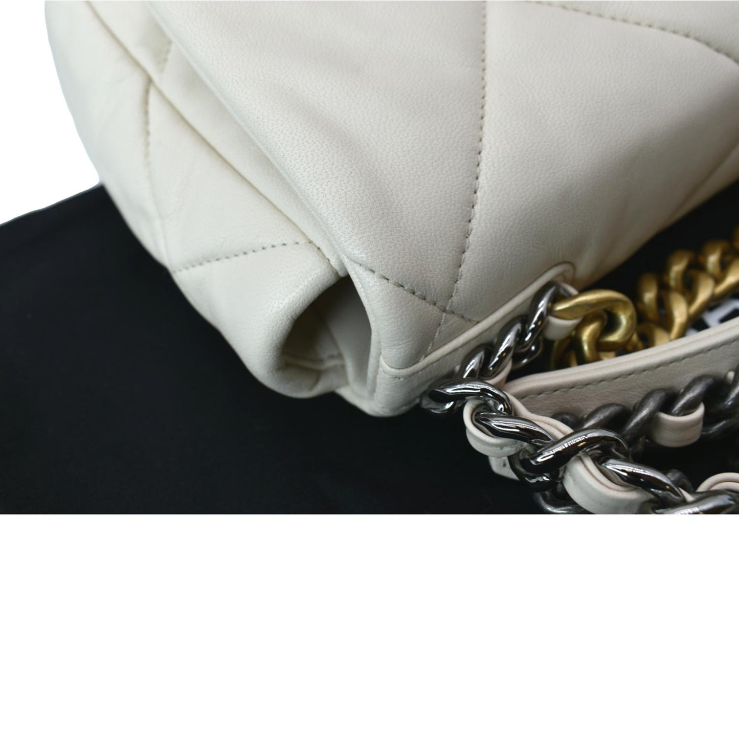 CHANEL 19 Medium Flap Quilted Lambskin Leather Shoulder Bag White - Hot Deals