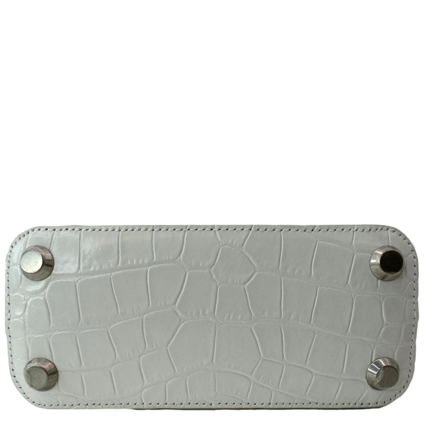 BALENCIAGA Ville Top Handle XXS Crocodile Leather Crossbody Bag White