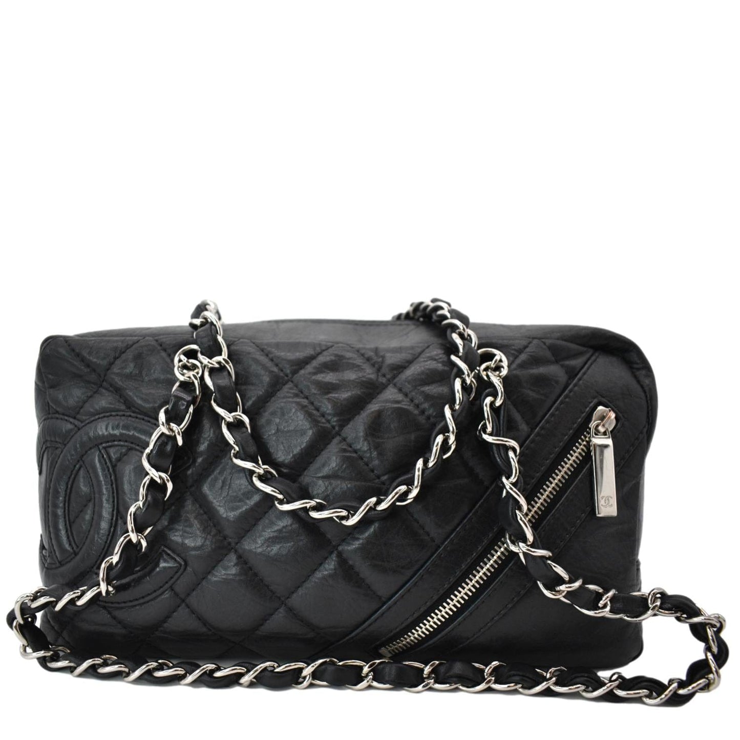 CHANEL  Leather Chain Shoulder Bag Black