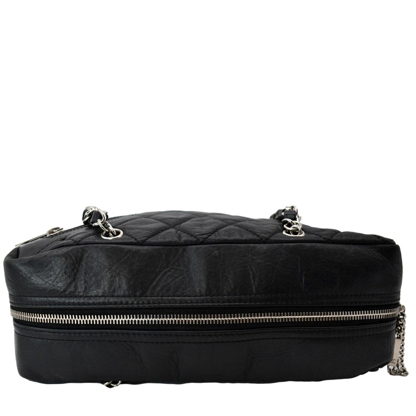CHANEL Vintage Leather Chain Shoulder Bag Black