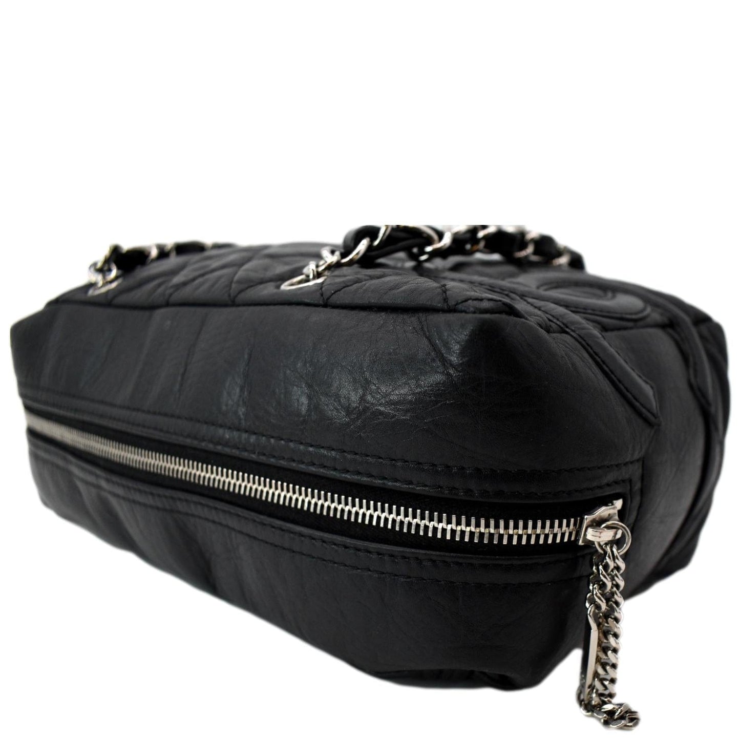 CHANEL  Leather Chain Shoulder Bag Black