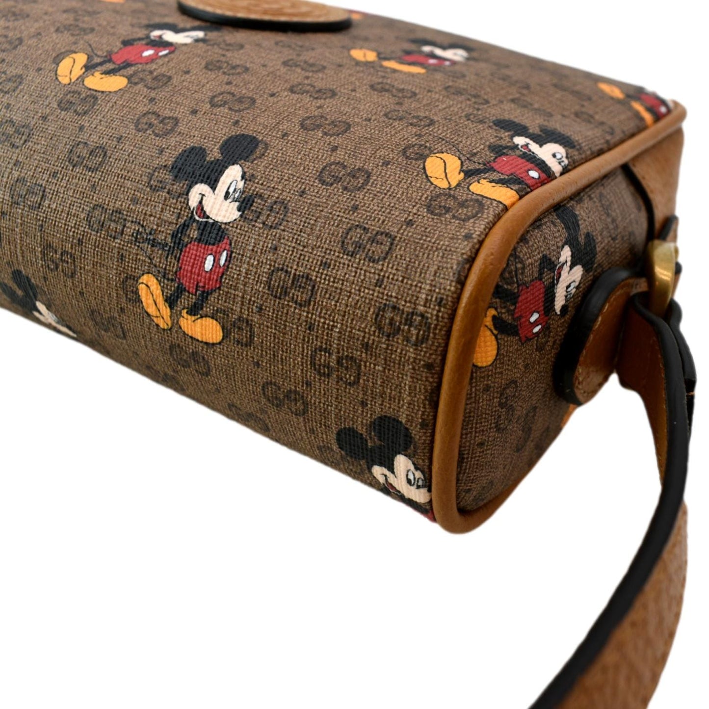 GUCCI x Disney Mickey Mo  GG Supreme Coated Canvas Crossbody Bag Brown 602536