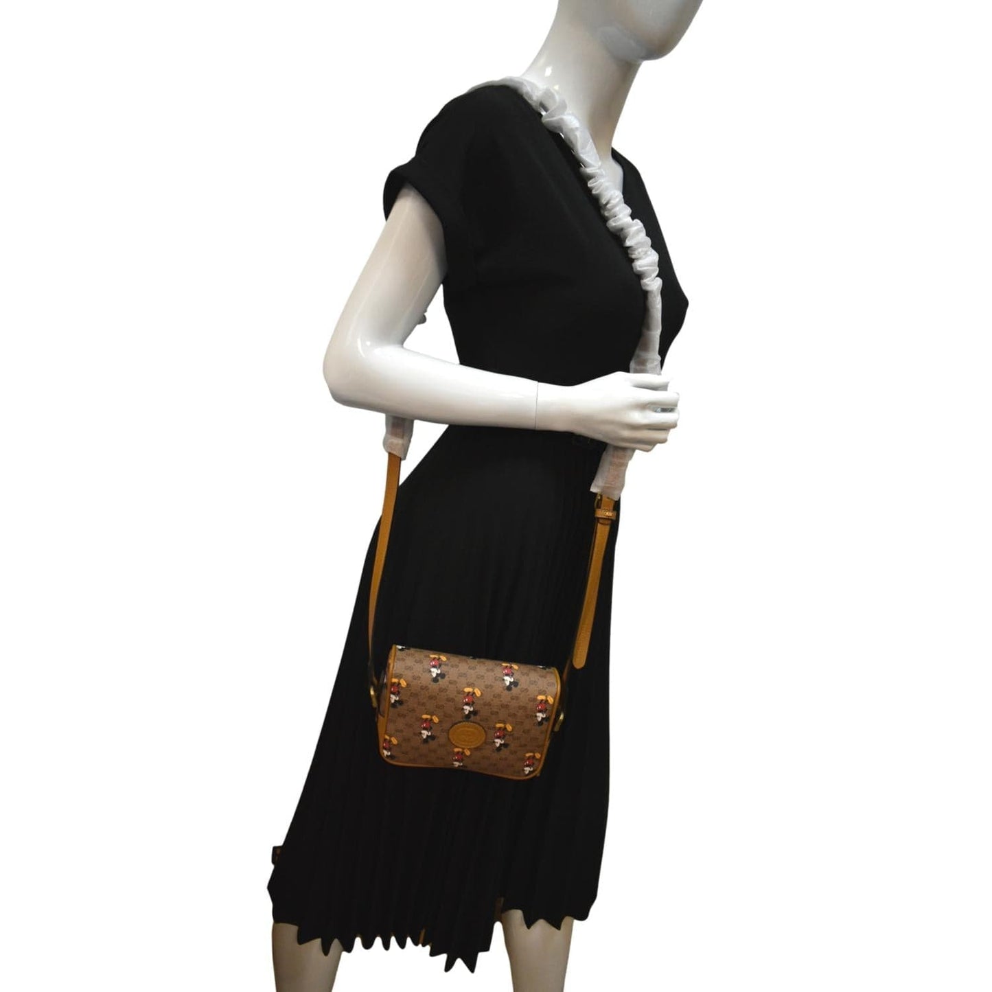 GUCCI x Disney Mickey Mo  GG Supreme Coated Canvas Crossbody Bag Brown 602536