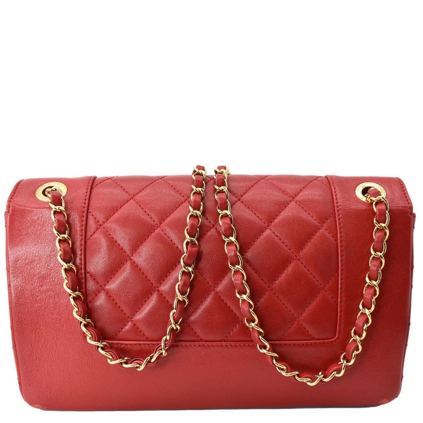 CHANEL Mademoiselle  Flap Sheepskin Leather Shoulder Bag Red