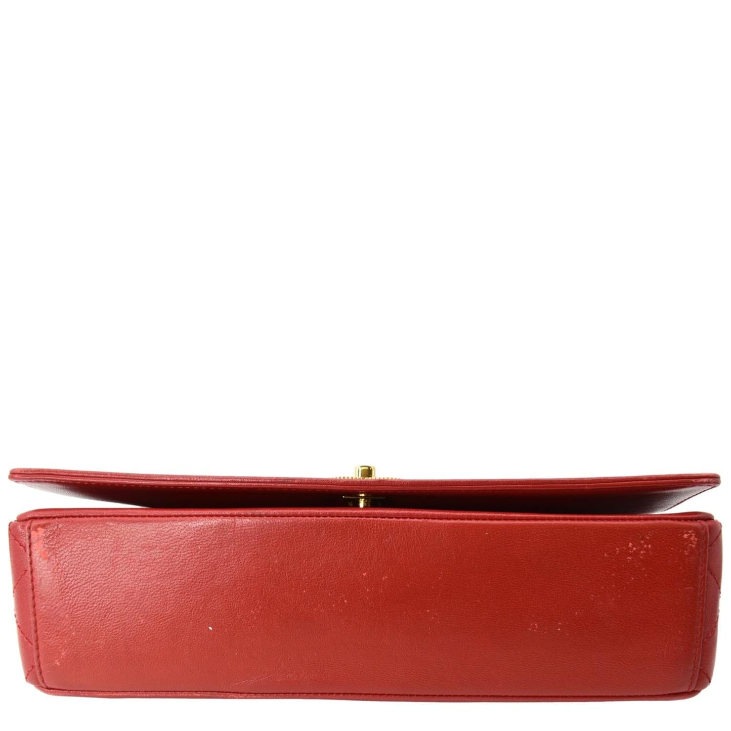 CHANEL Mademoiselle  Flap Sheepskin Leather Shoulder Bag Red