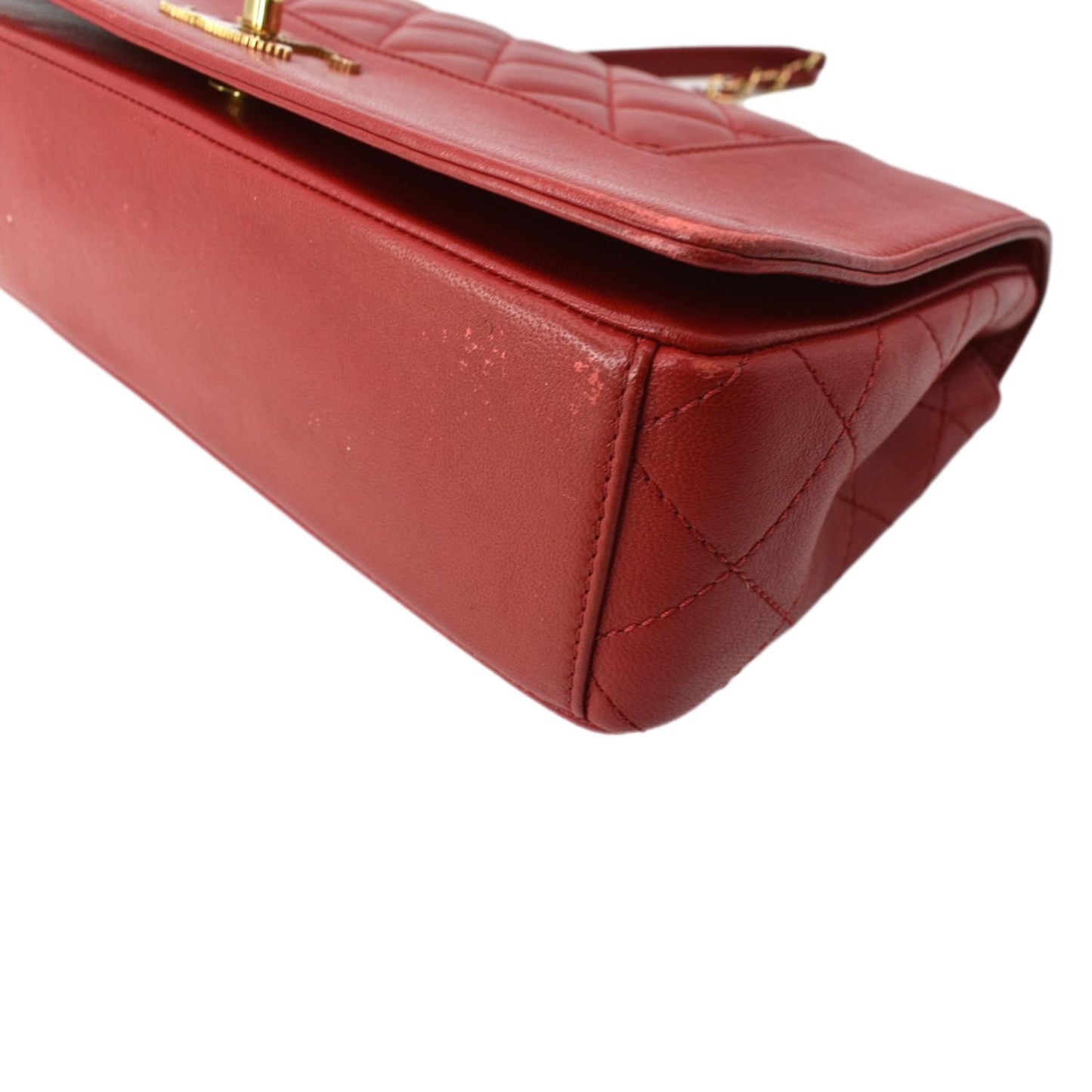 CHANEL Mademoiselle  Flap Sheepskin Leather Shoulder Bag Red