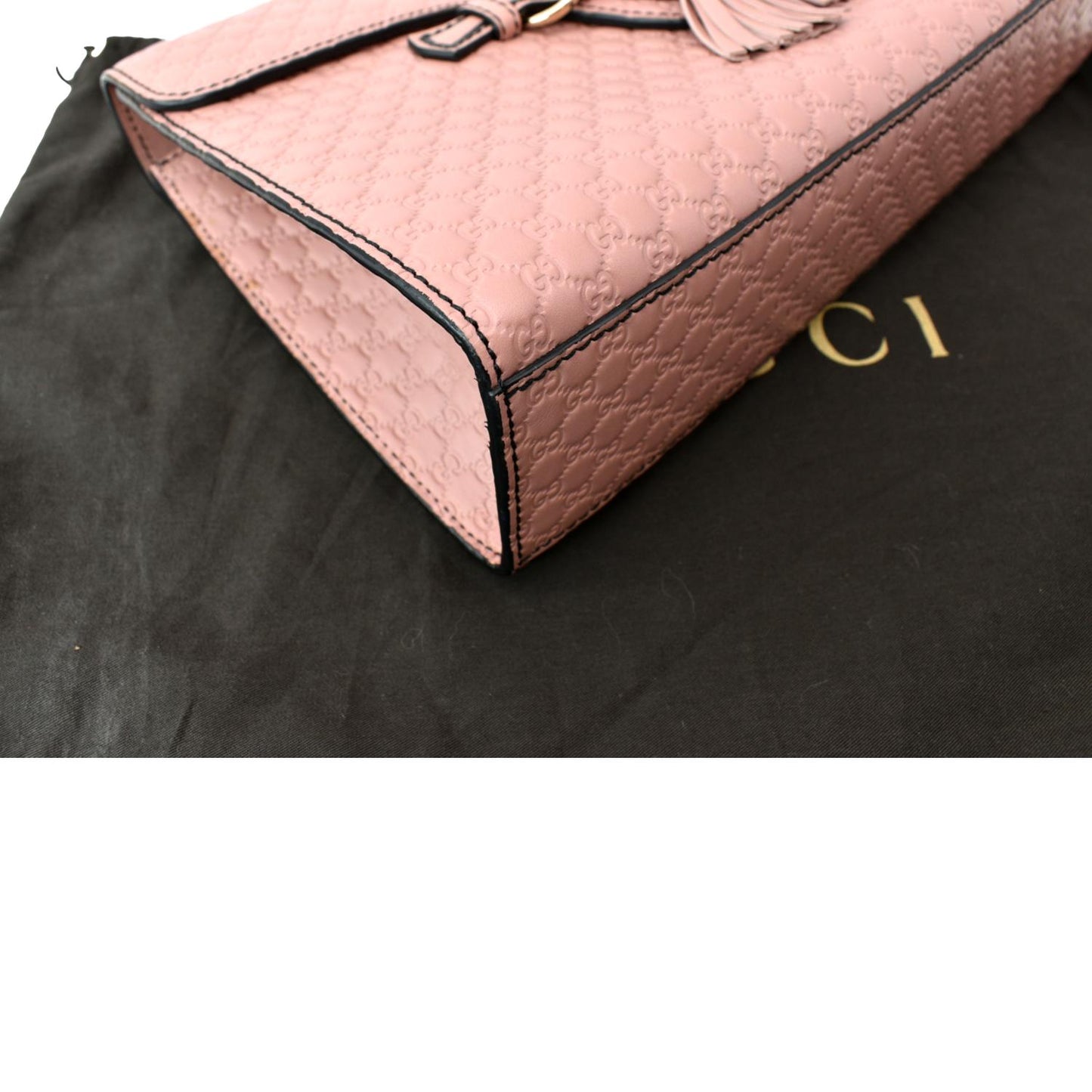 GUCCI Emily Medium GG Guccissima Leather Chain Shoulder Bag Light Pink 449635