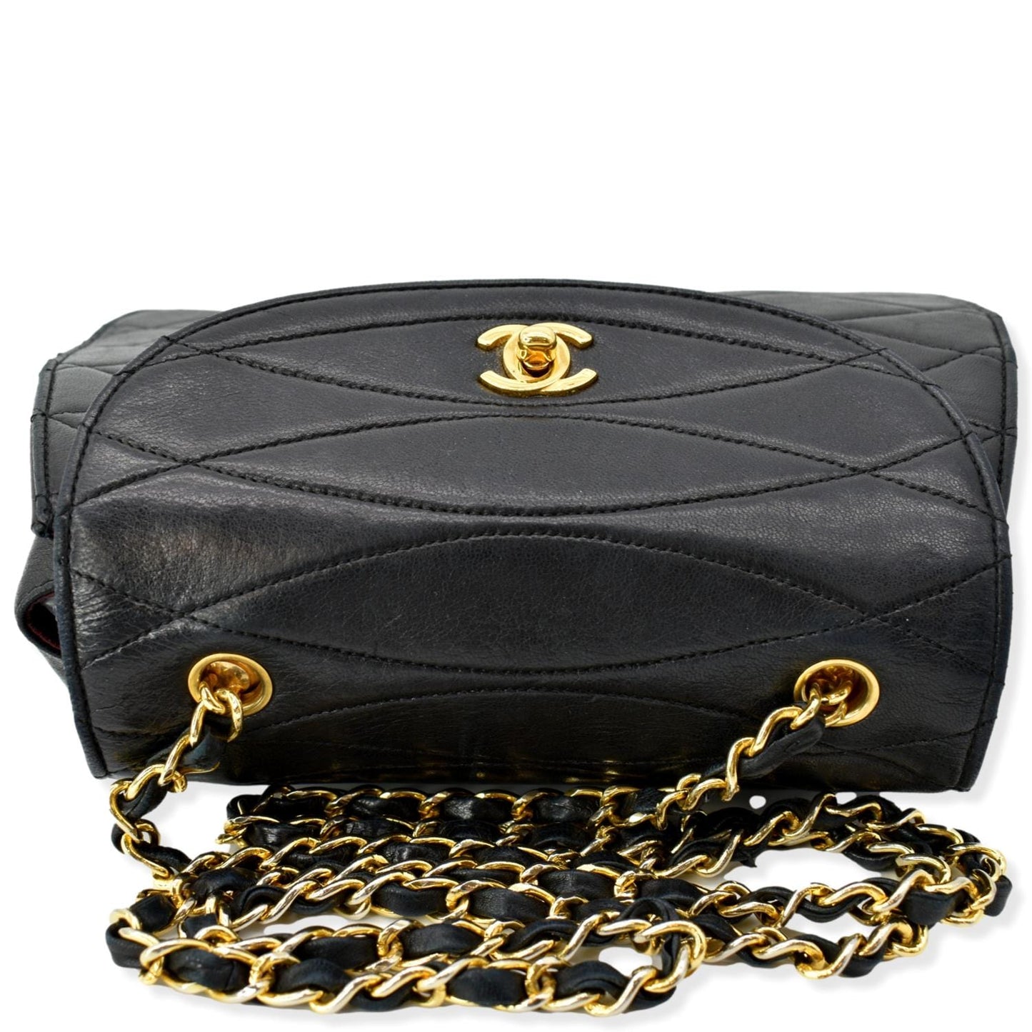 CHANEL Rare Wave GHW CC Flap  Lambskin Shoulder Bag Black