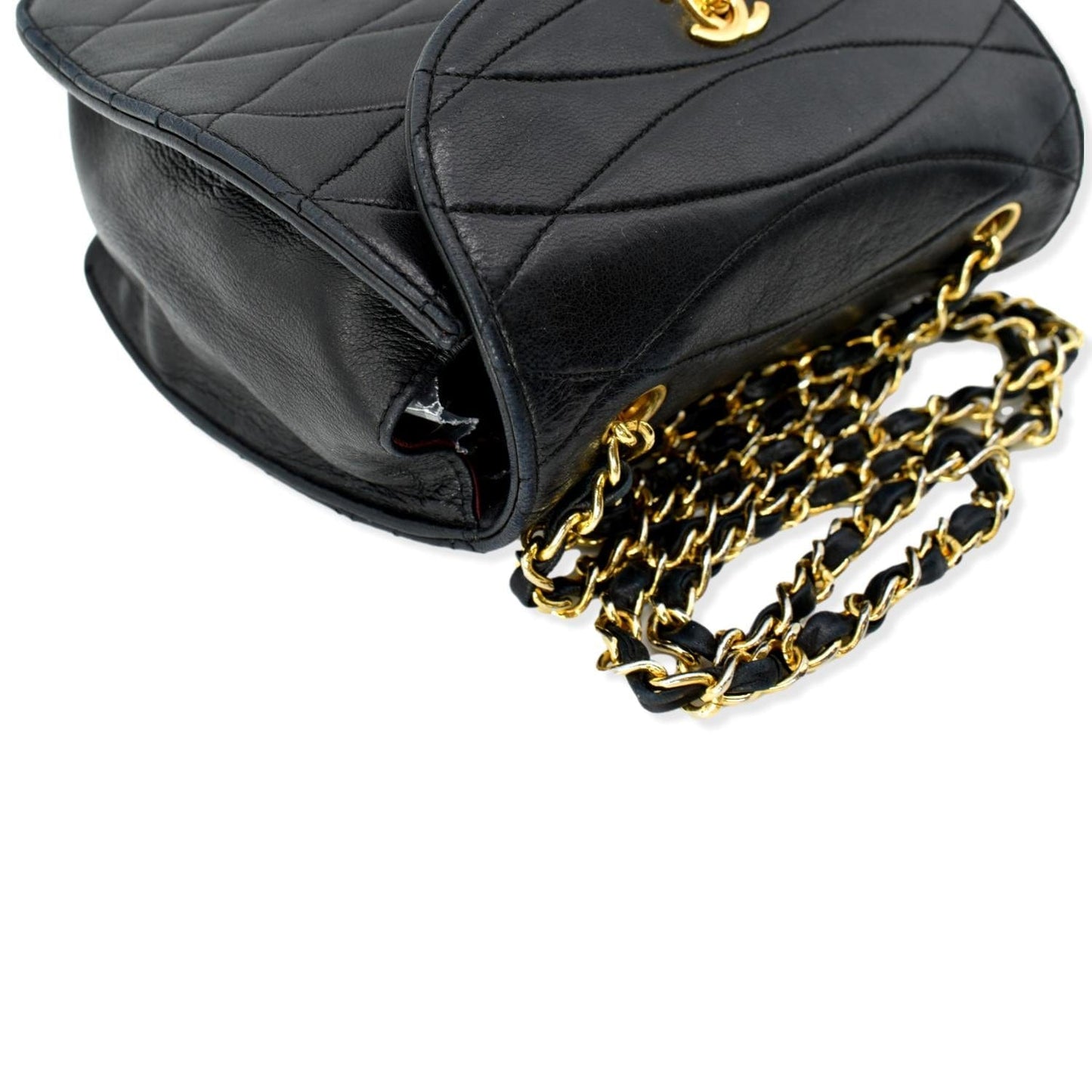 CHANEL Rare Wave GHW CC Flap  Lambskin Shoulder Bag Black