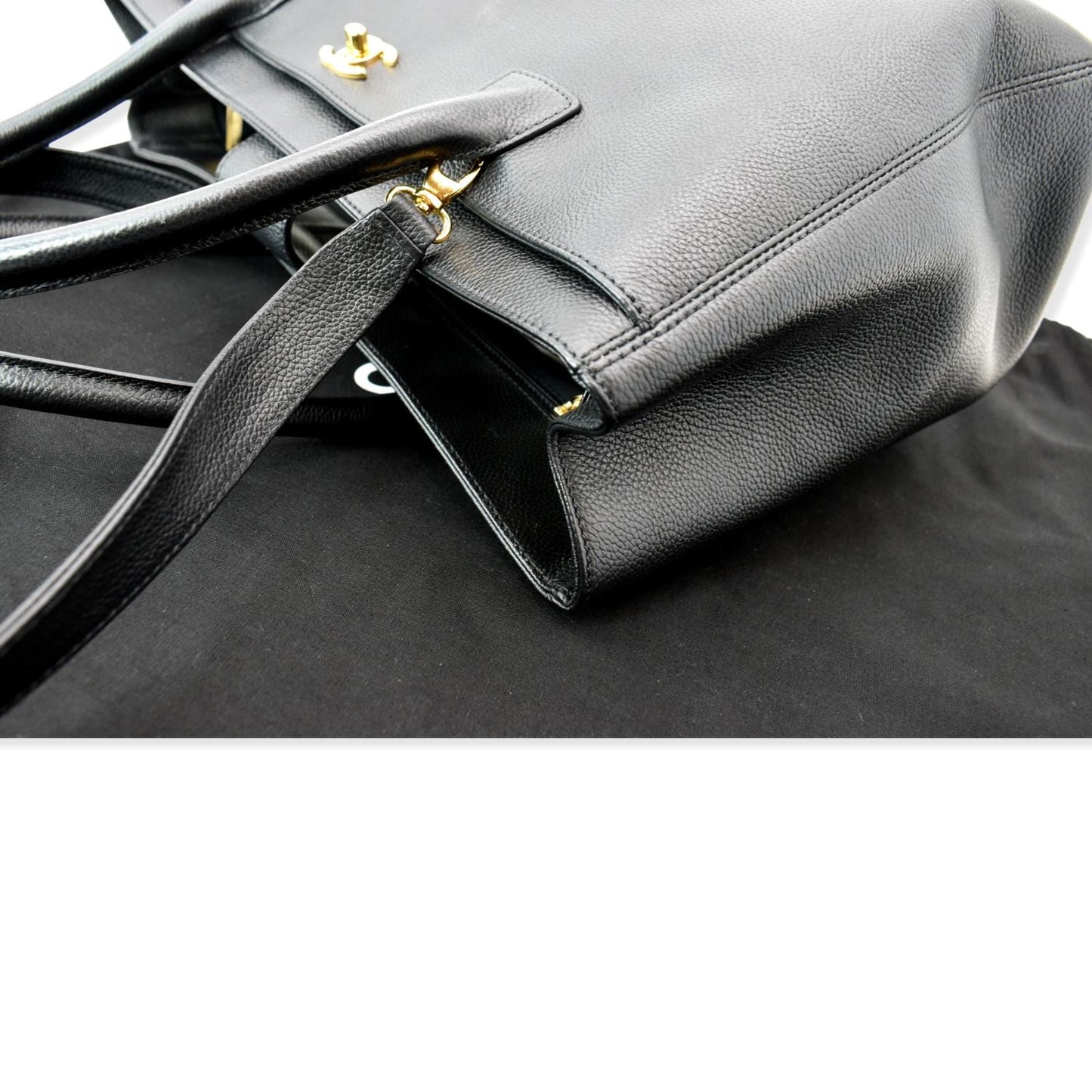 CHANEL Cerf Executive Leather Shopper Tote Bag Black